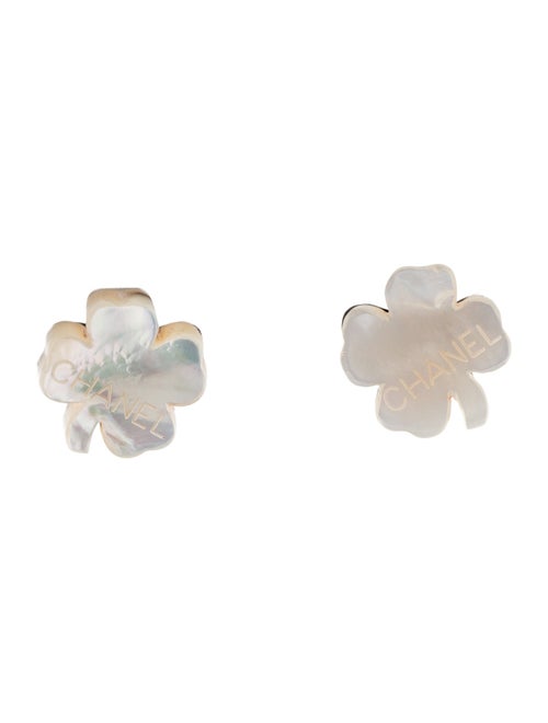 Chanel Mother of Pearl Clover Stud Earrings