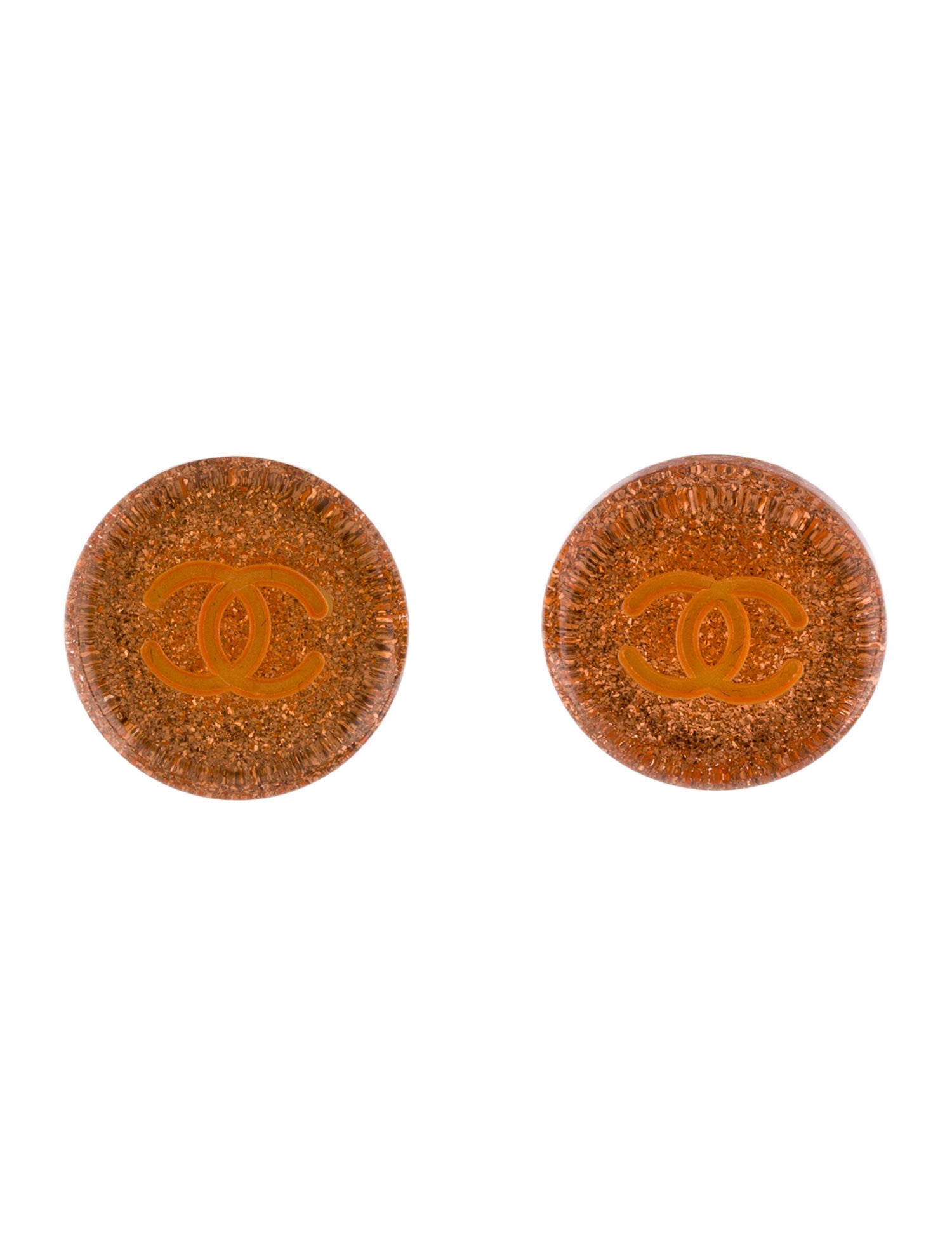 Chanel Vintage Resin Glitter CC Clip-On Earrings