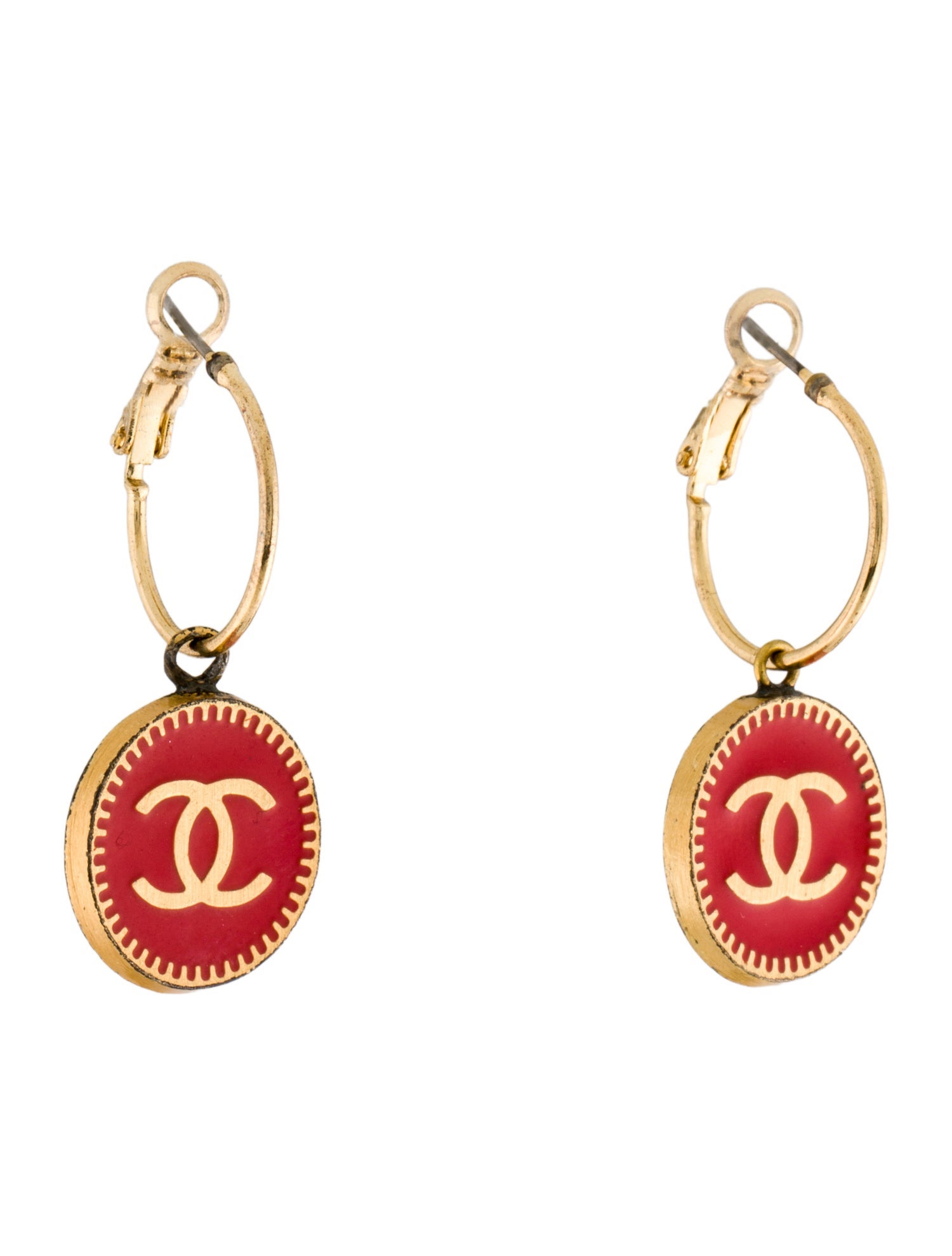 Chanel Vintage Enamel CC Drop Earrings