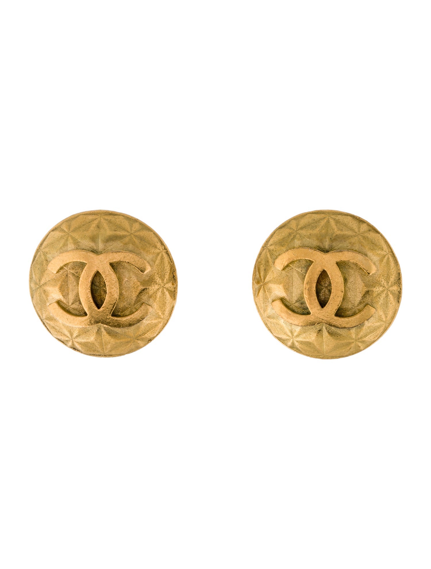 Chanel Vintage Quilted CC Clip-On Earrings