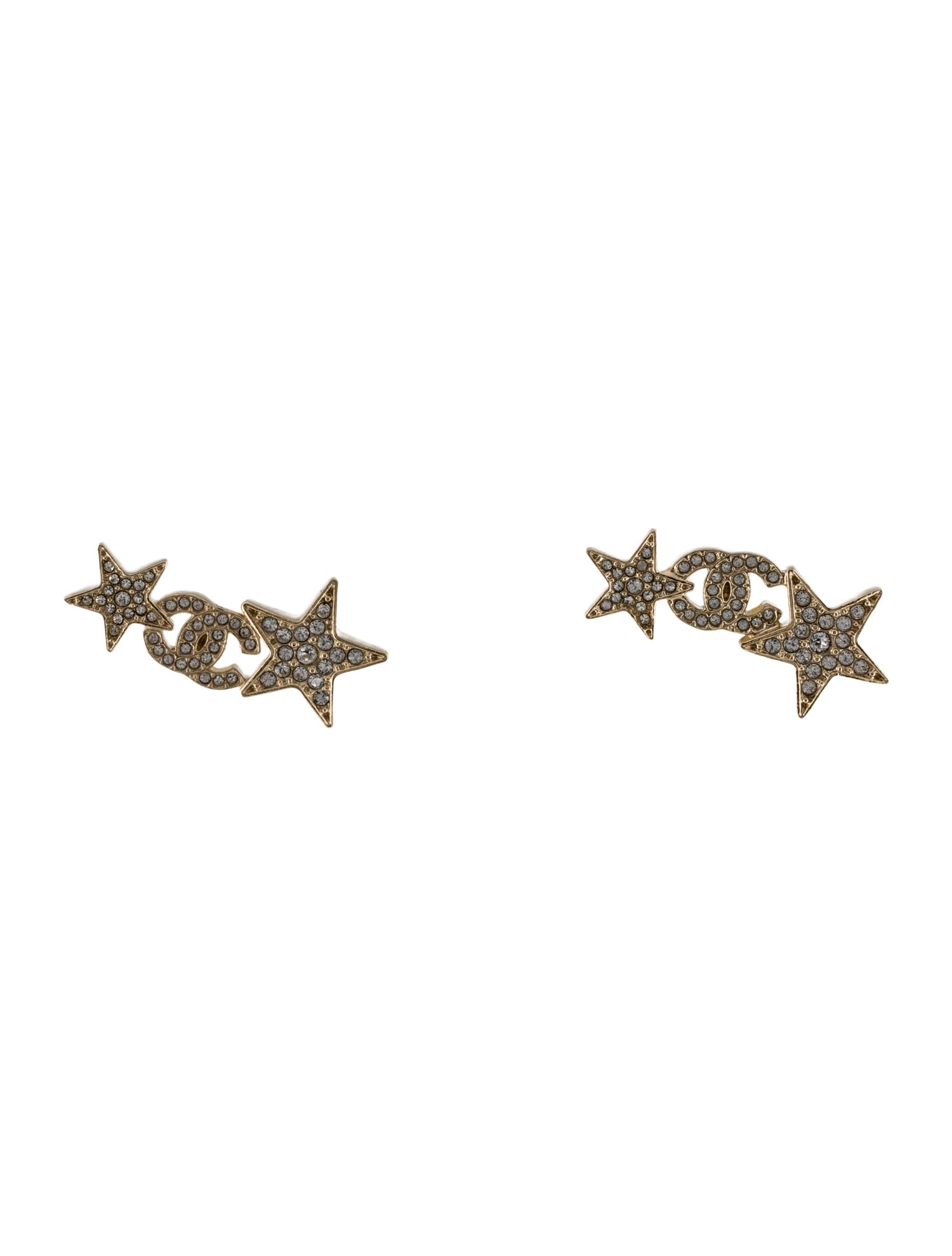 Chanel 2023 Strass CC Star Ear Climber Earrings
