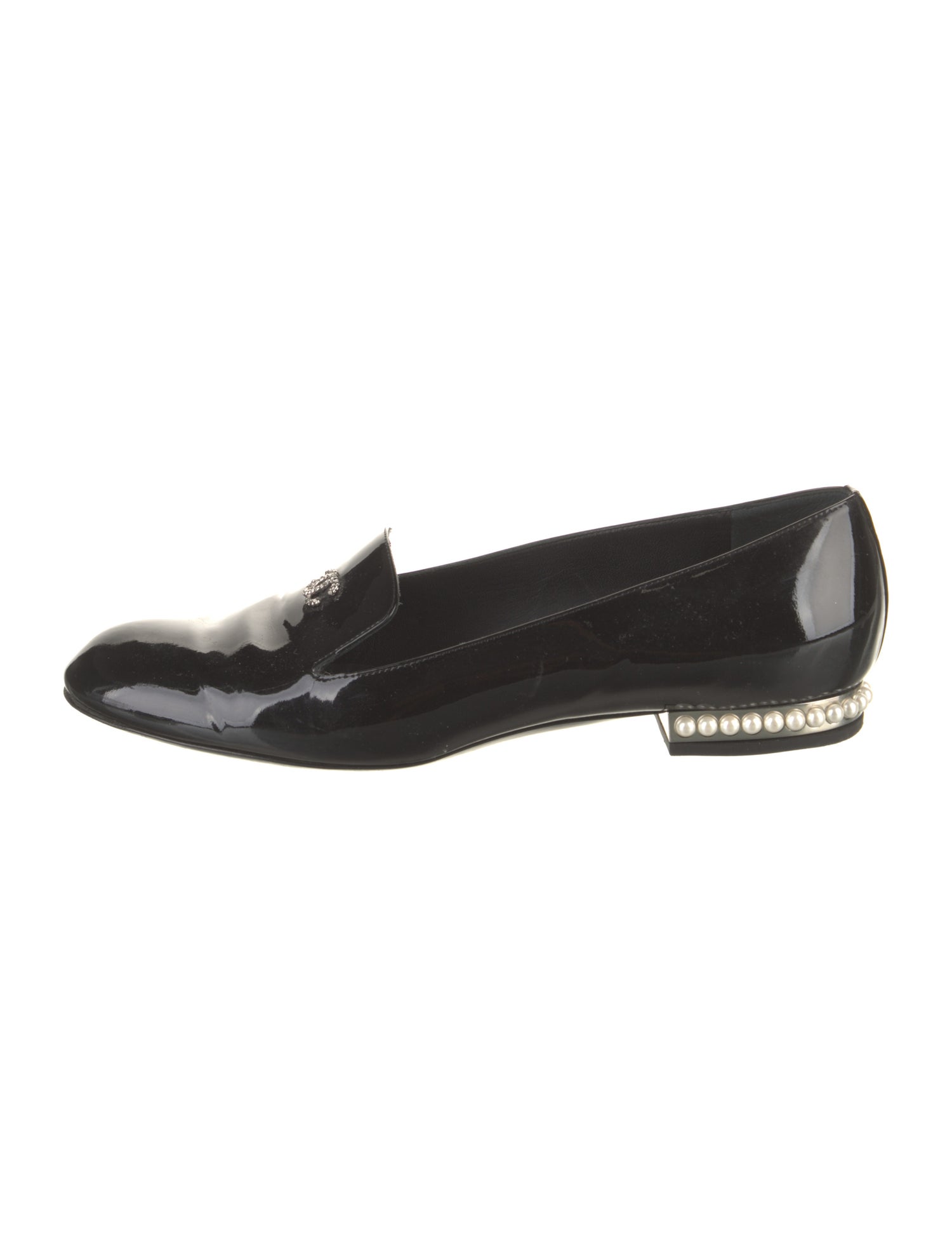 Chanel Interlocking CC Logo Patent Leather Loafers