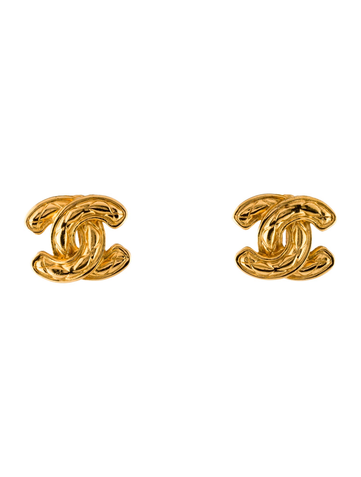 Chanel Vintage Quilted CC Clip-On Earrings
