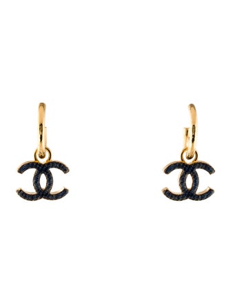 Chanel 2024 Enamel CC Hoop Drop Earrings