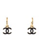 Chanel 2024 Enamel CC Hoop Drop Earrings
