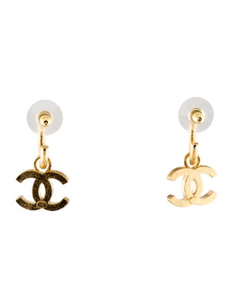 Chanel 2024 Enamel CC Hoop Drop Earrings