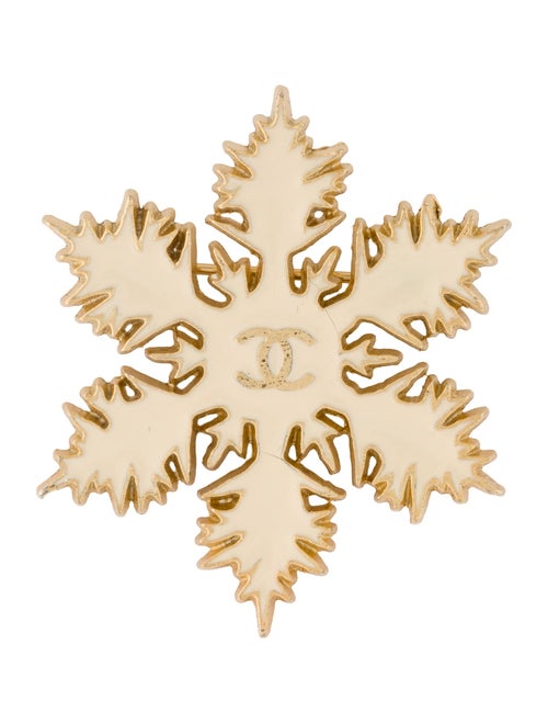Chanel Enamel CC Snowflake Brooch