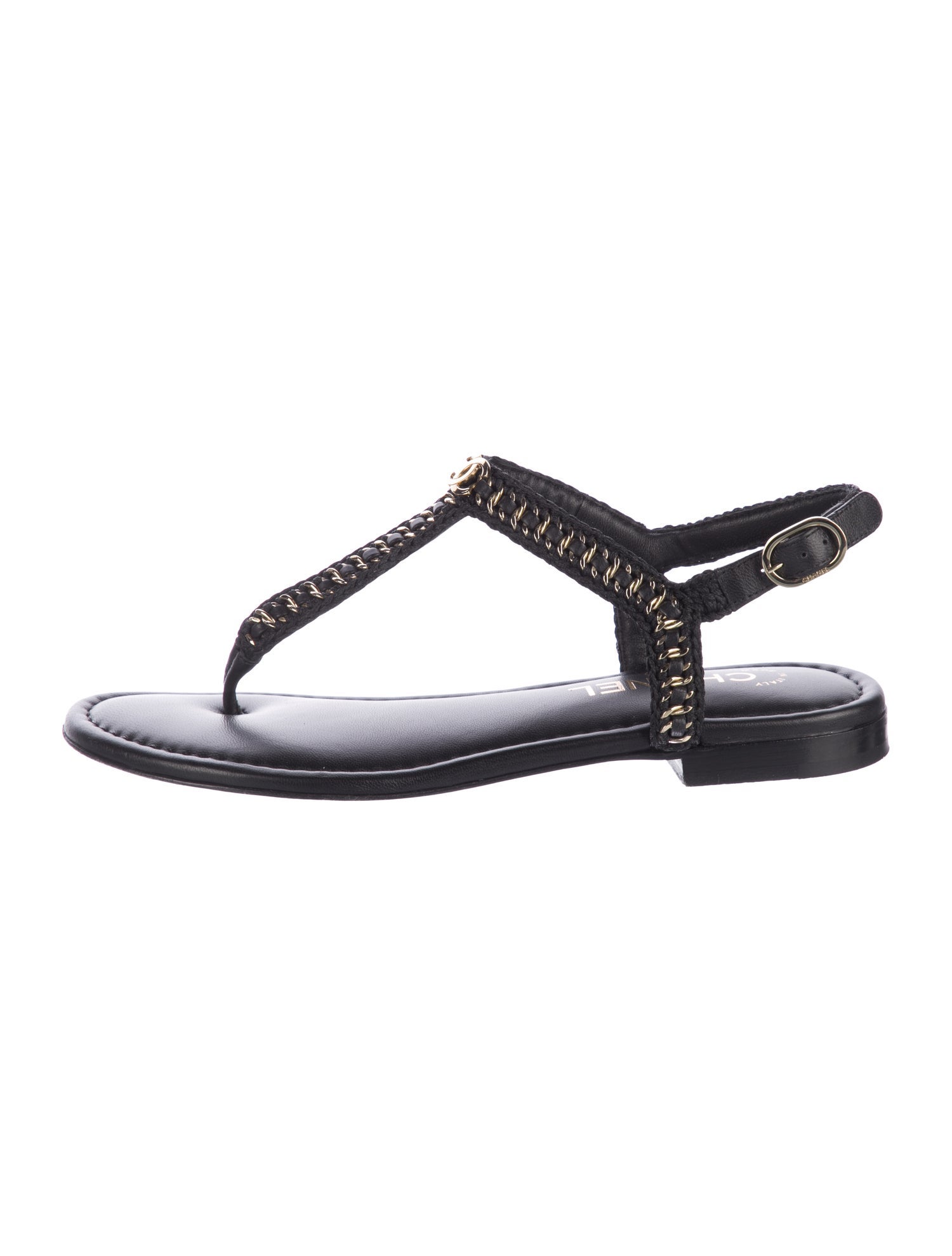 Chanel 2022 Interlocking CC Logo T-Strap Sandals