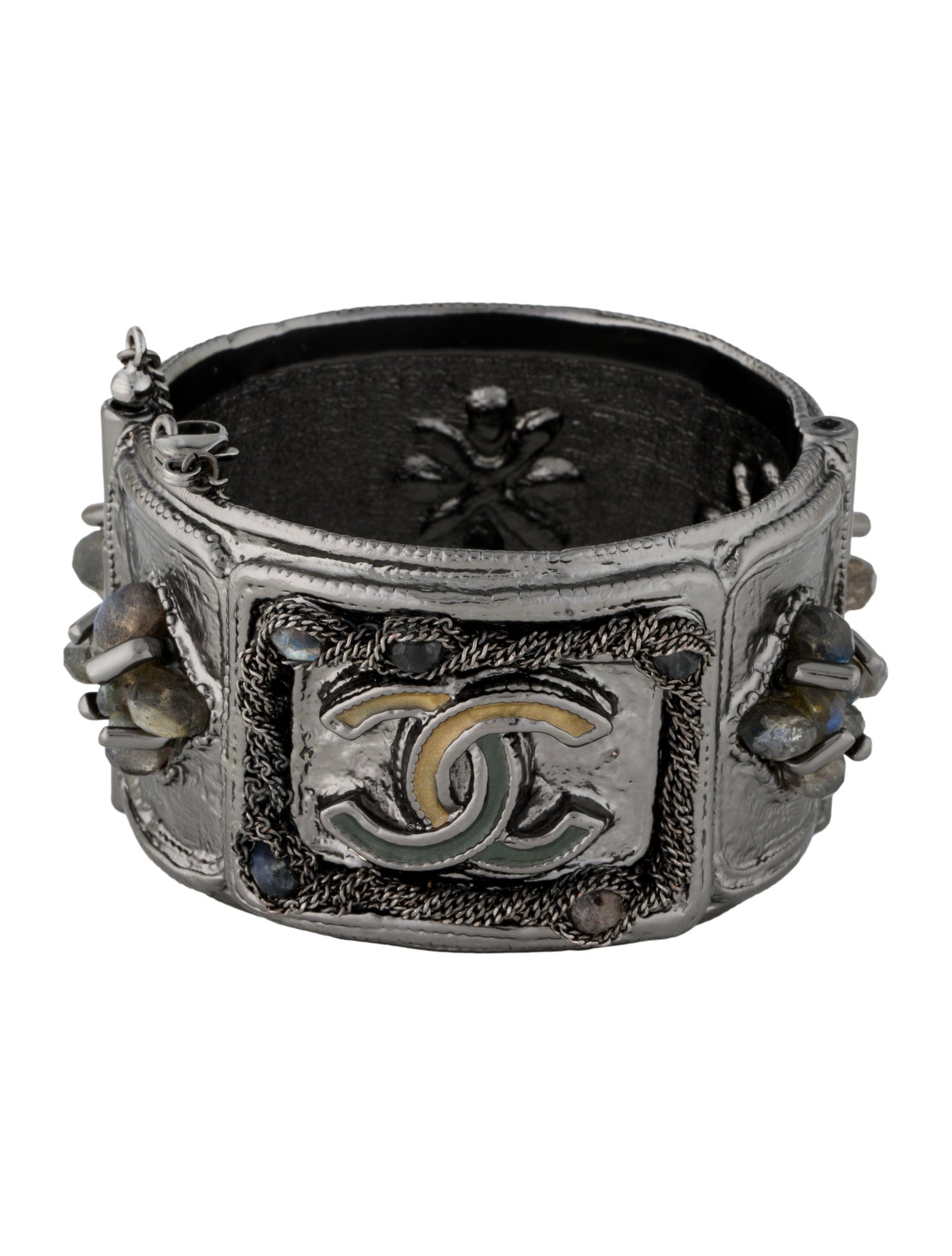 Chanel Paris-Bombay Stone & Enamel CC Hinged Cuff