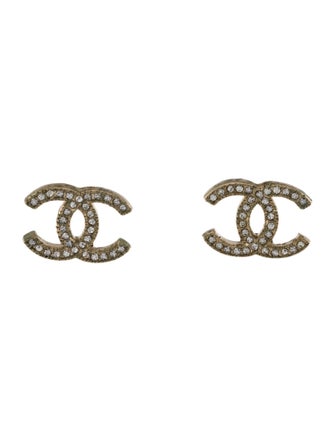 Chanel Strass CC Stud Earrings