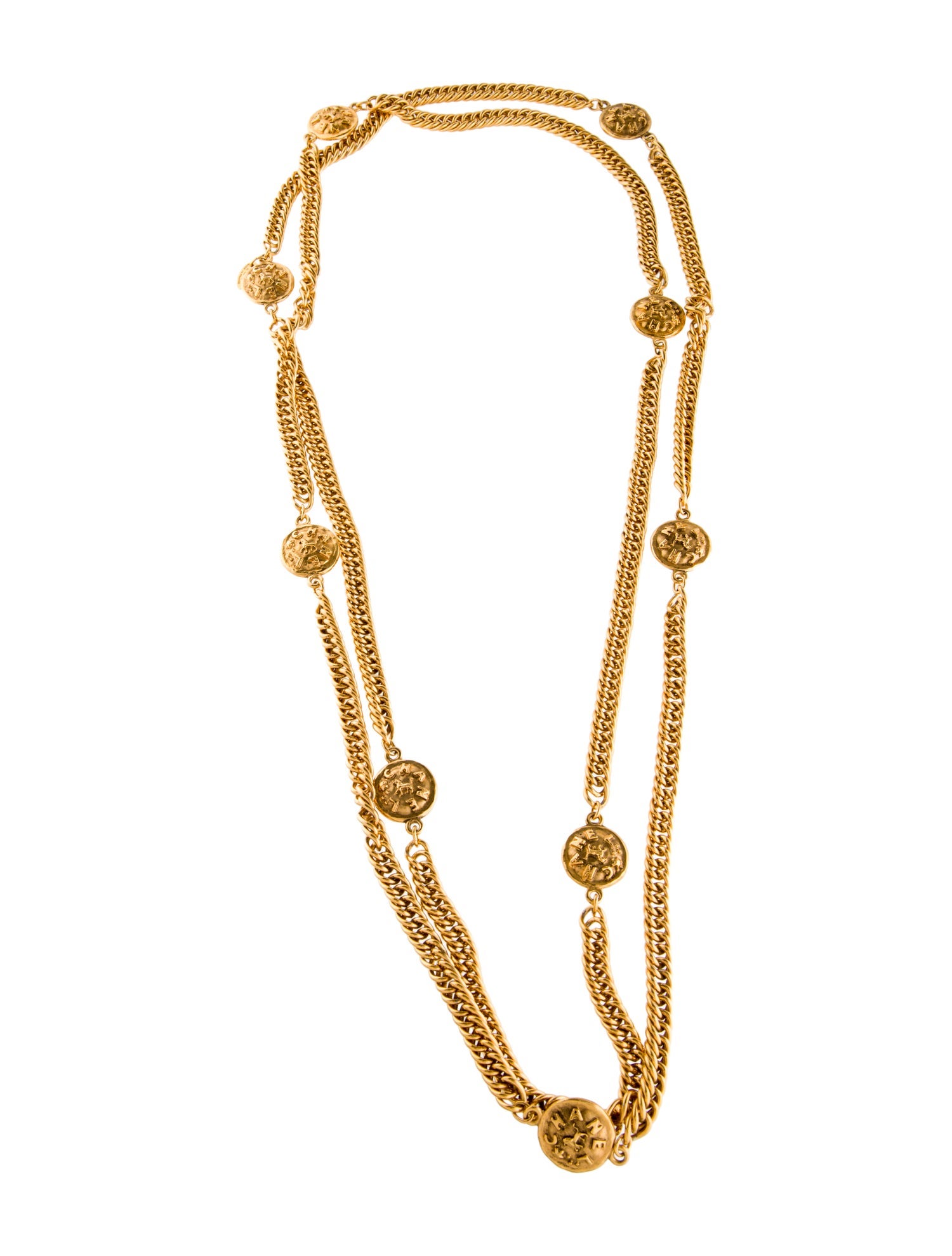 Chanel Vintage Lion Logo Station Necklace