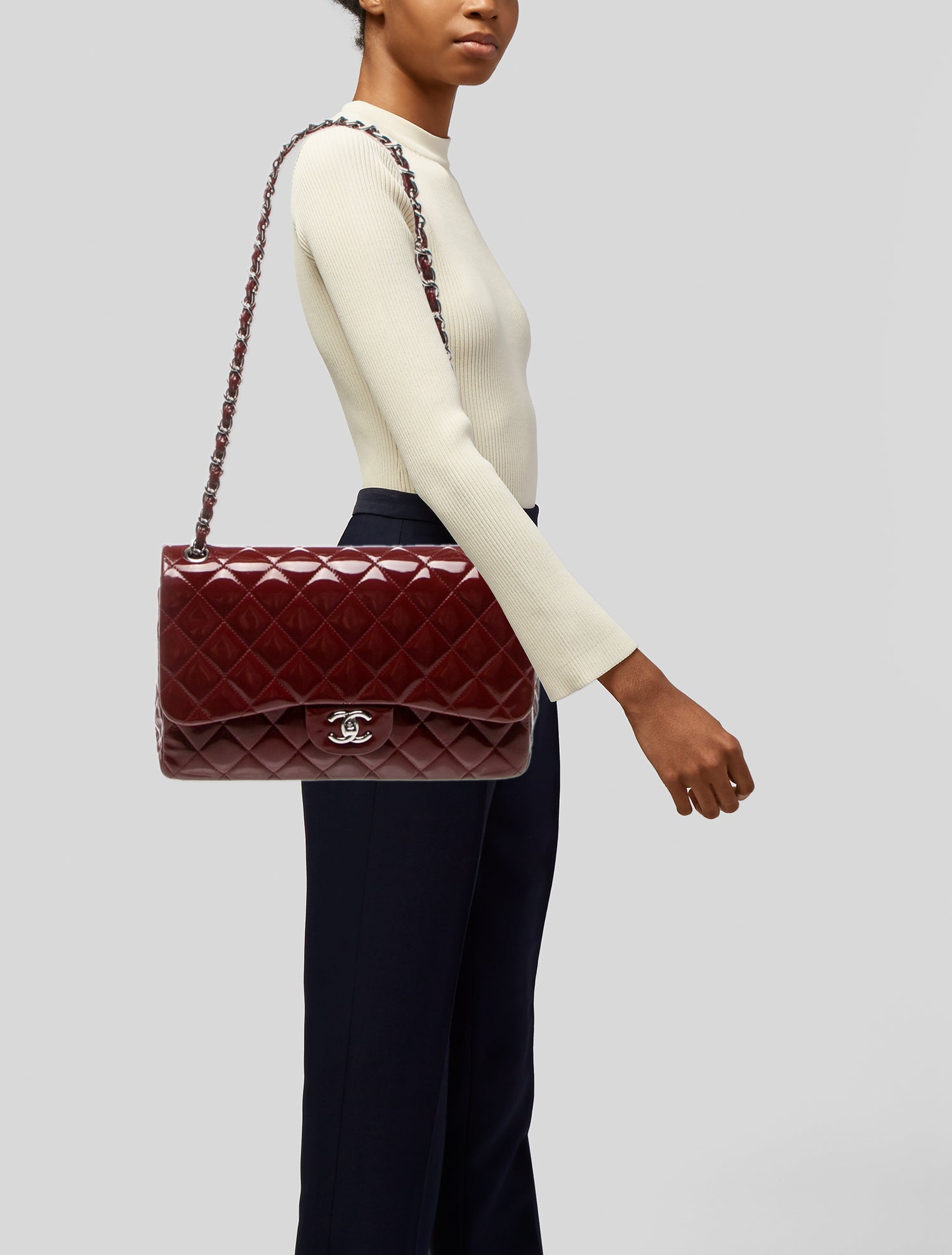 Chanel Classic Patent Jumbo Double Flap Bag