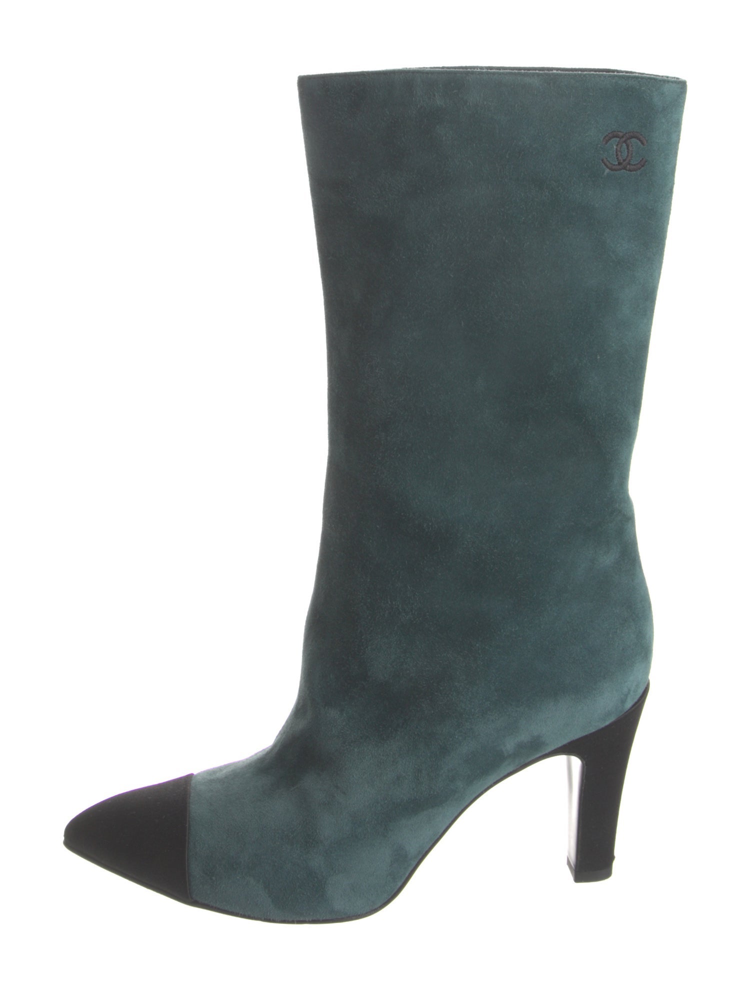 Chanel Interlocking CC Logo Suede Boots