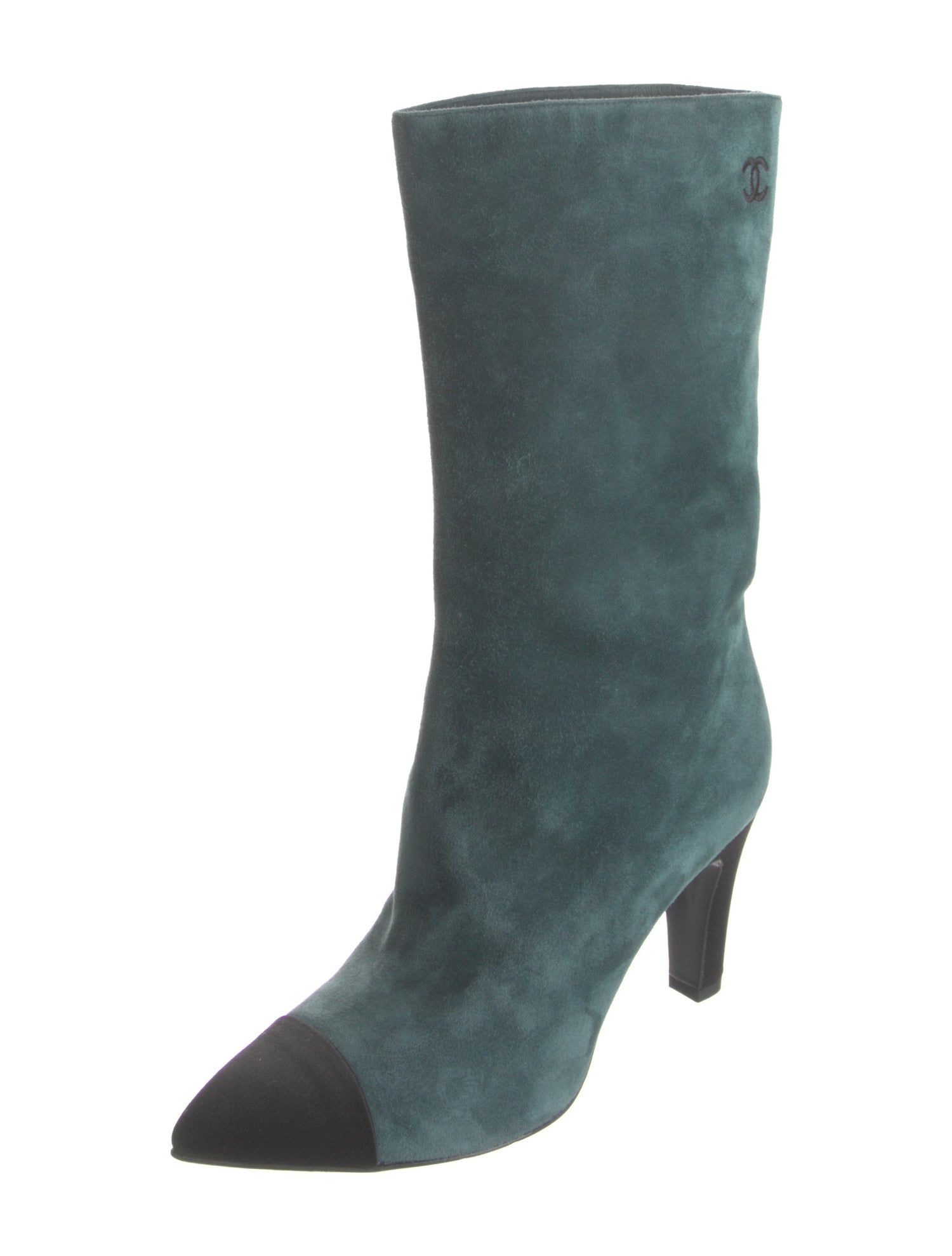 Chanel Interlocking CC Logo Suede Boots