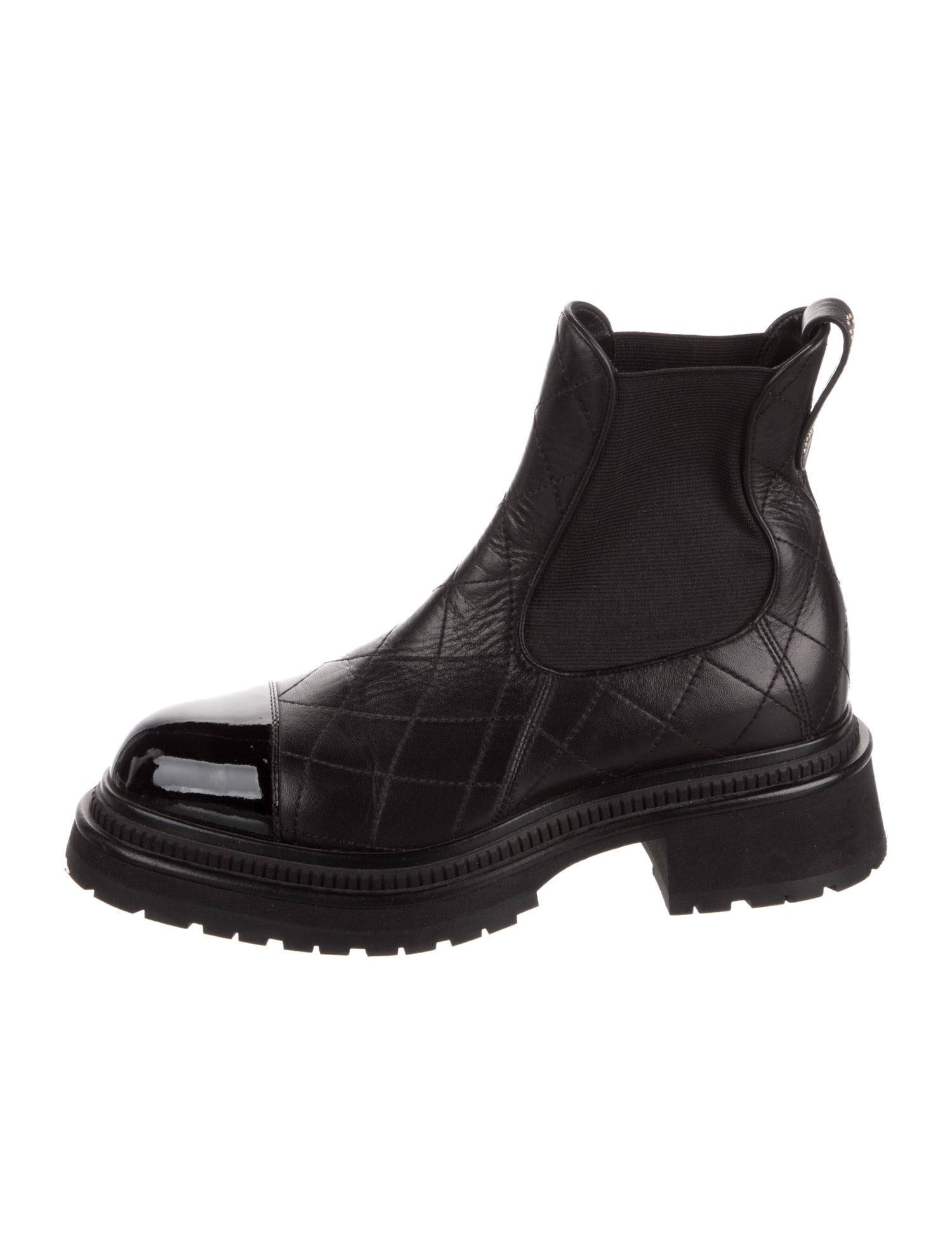 Chanel Interlocking CC Logo Leather Chelsea Boots