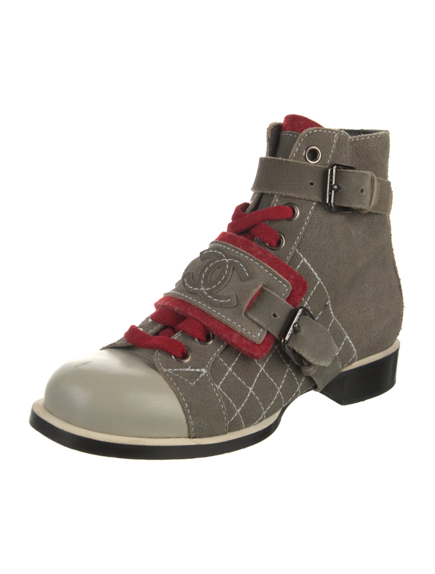 Chanel Vintage Interlocking CC Logo Lace-Up Boots