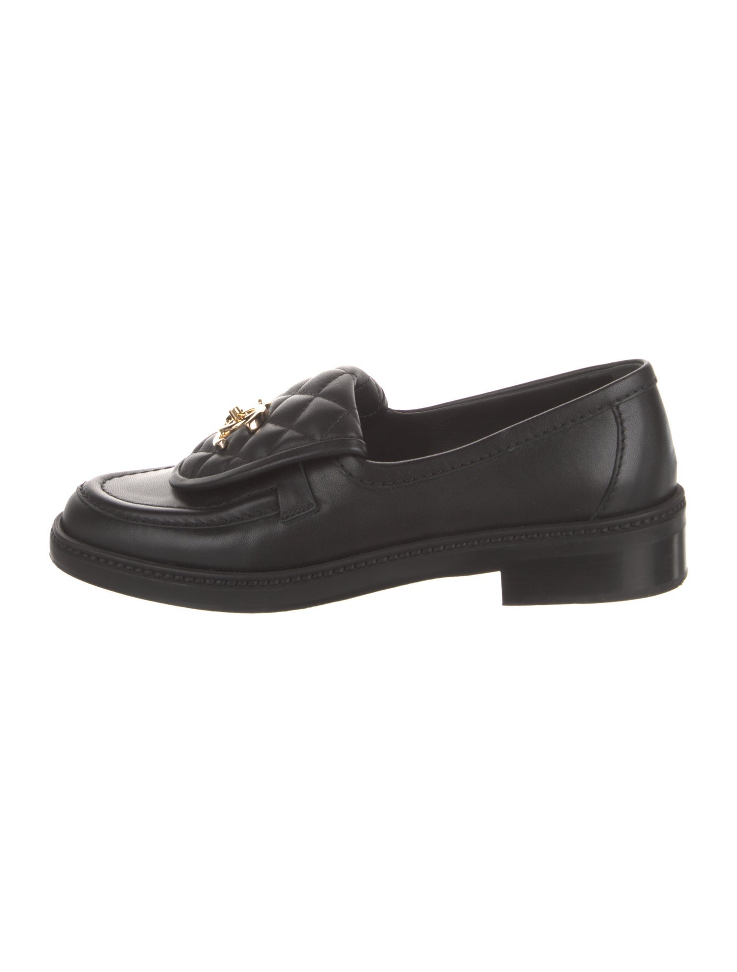 Chanel Interlocking CC Logo Leather Loafers