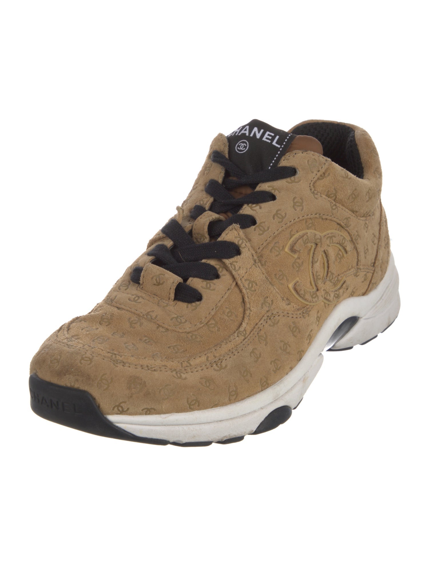 Chanel Interlocking CC Logo Suede Sneakers