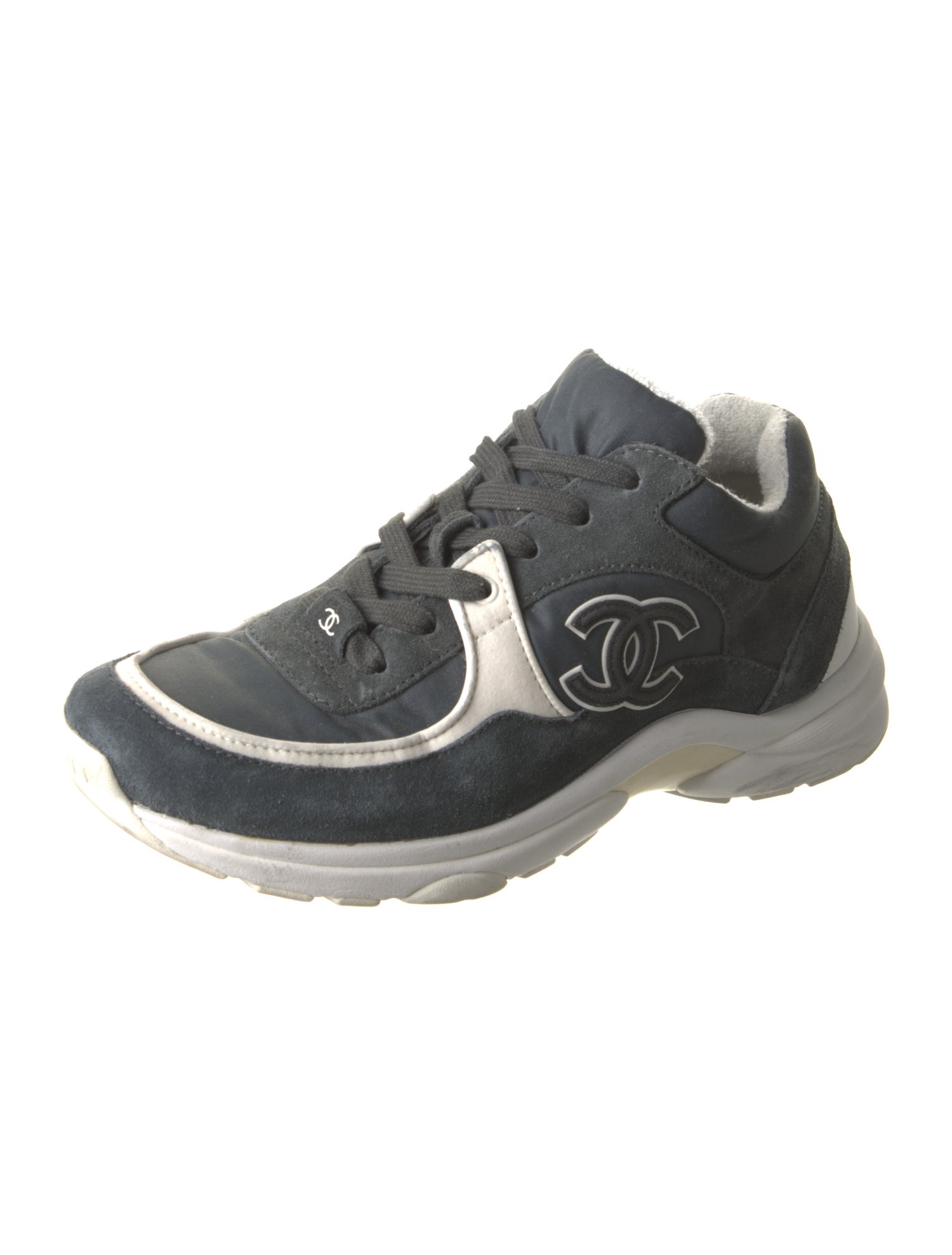Chanel Interlocking CC Logo Suede Sneakers