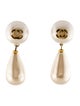 Chanel Vintage Faux Pearl CC Drop Clip-On Earrings
