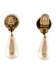 Chanel Vintage Faux Pearl CC Drop Clip-On Earrings