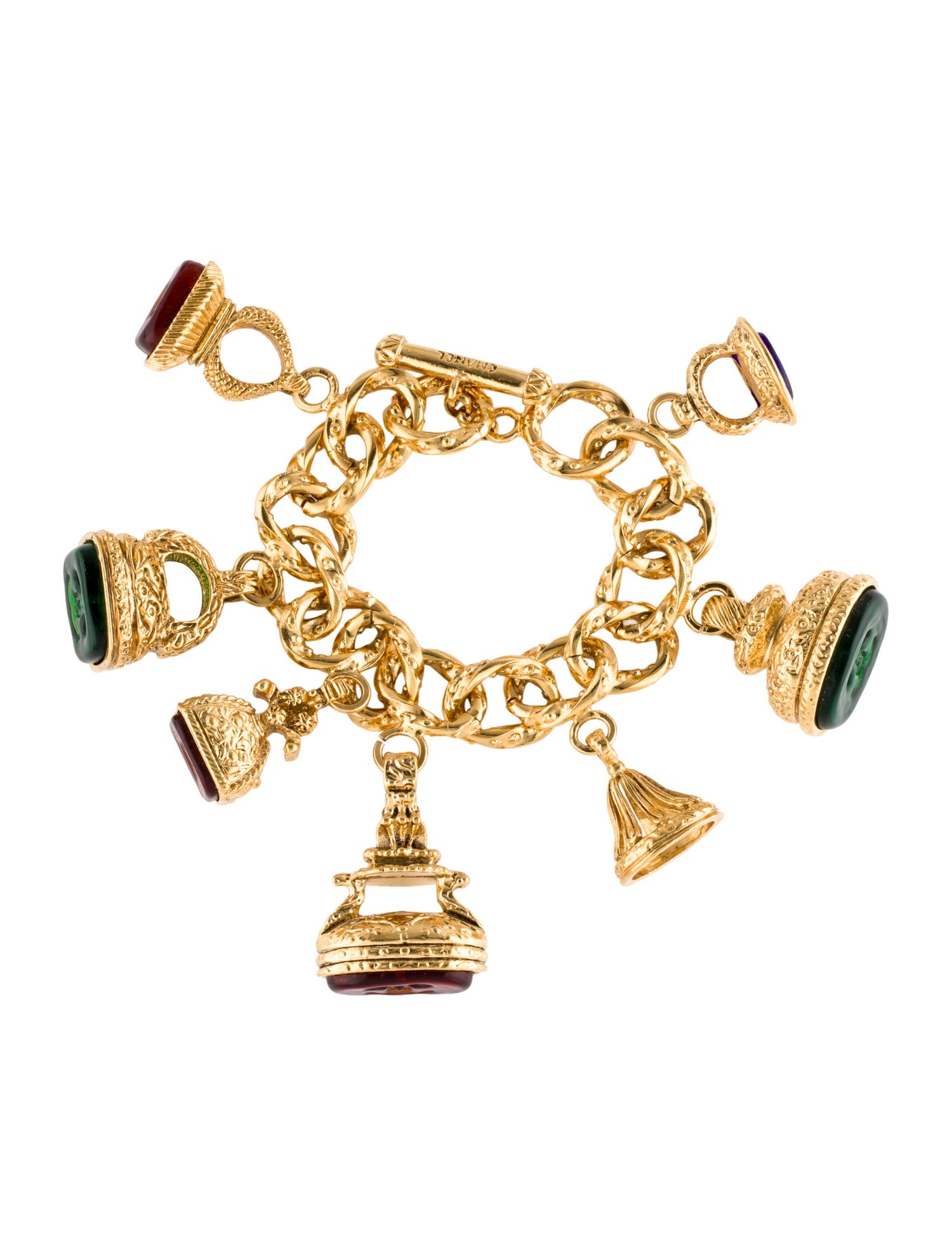 Chanel Vintage Gripoix CC Charm Bracelet