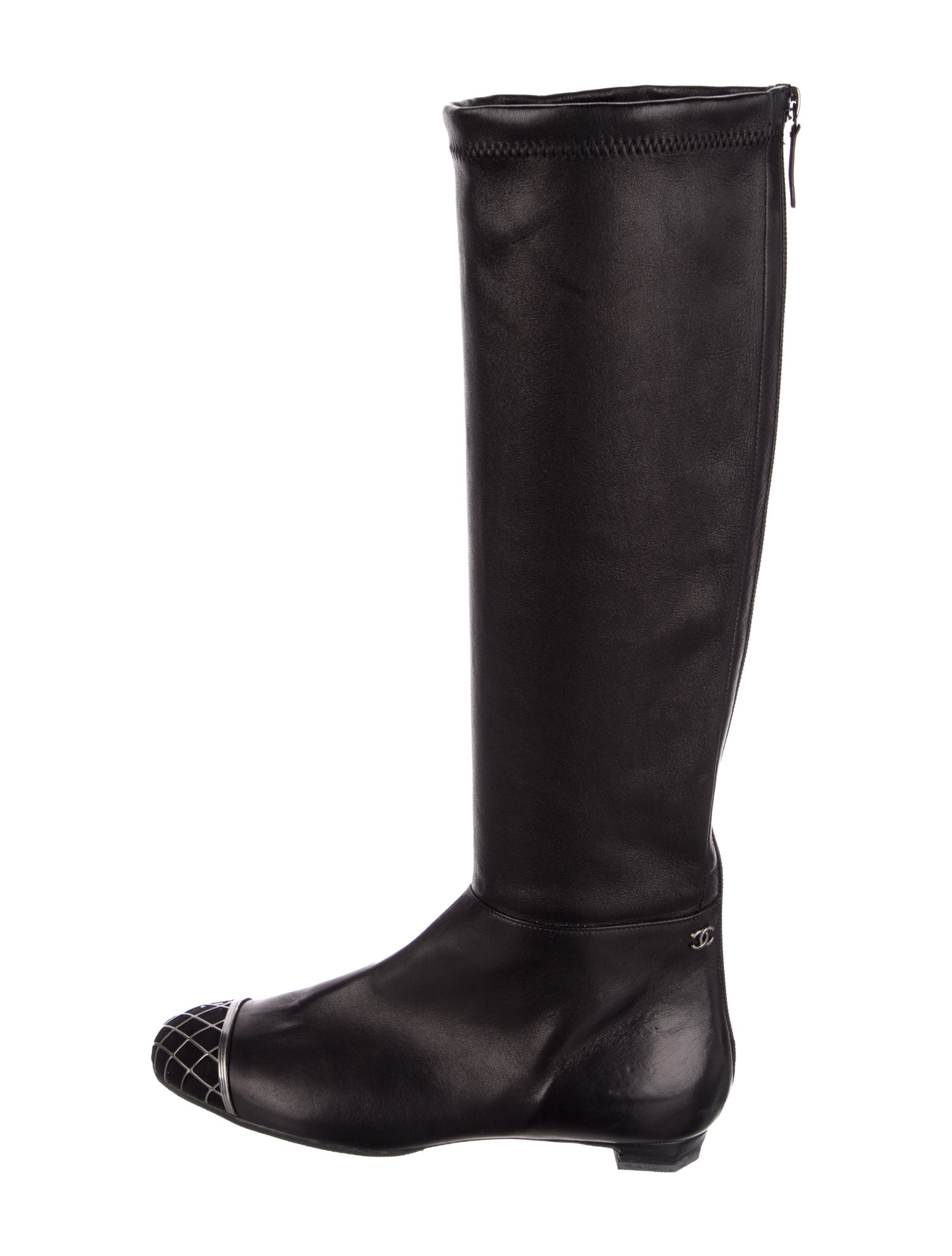 Chanel Interlocking CC Logo Leather Riding Boots