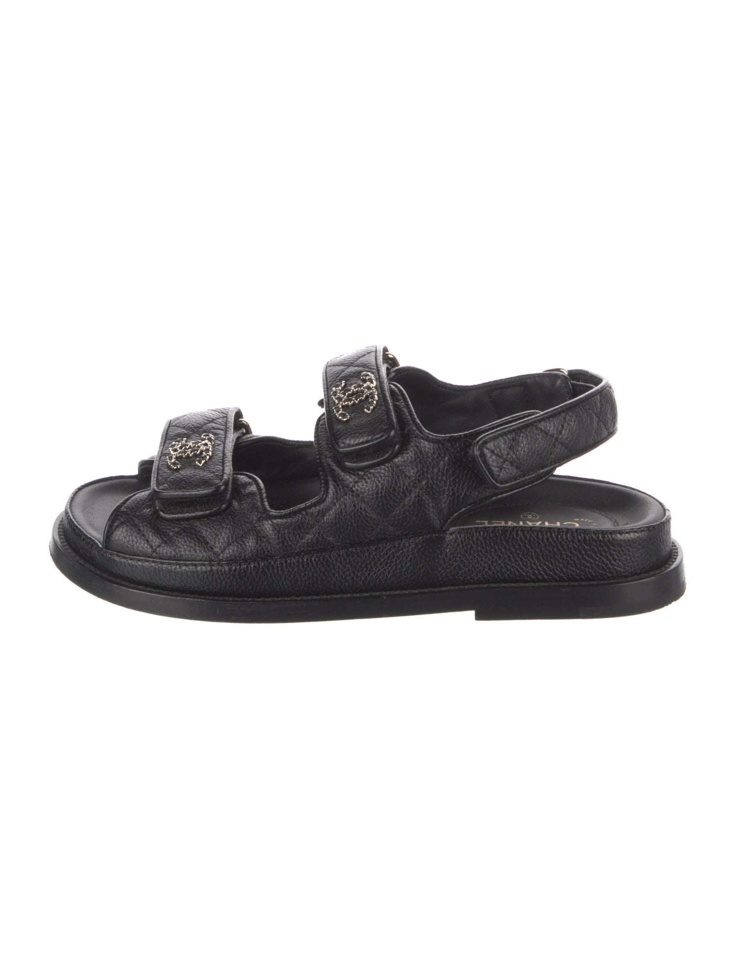 Chanel Interlocking CC Logo Calfskin Slingback Sandals