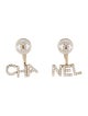 Chanel Faux Pearl & Strass 'CHA-NEL' Jacket Stud Earrings