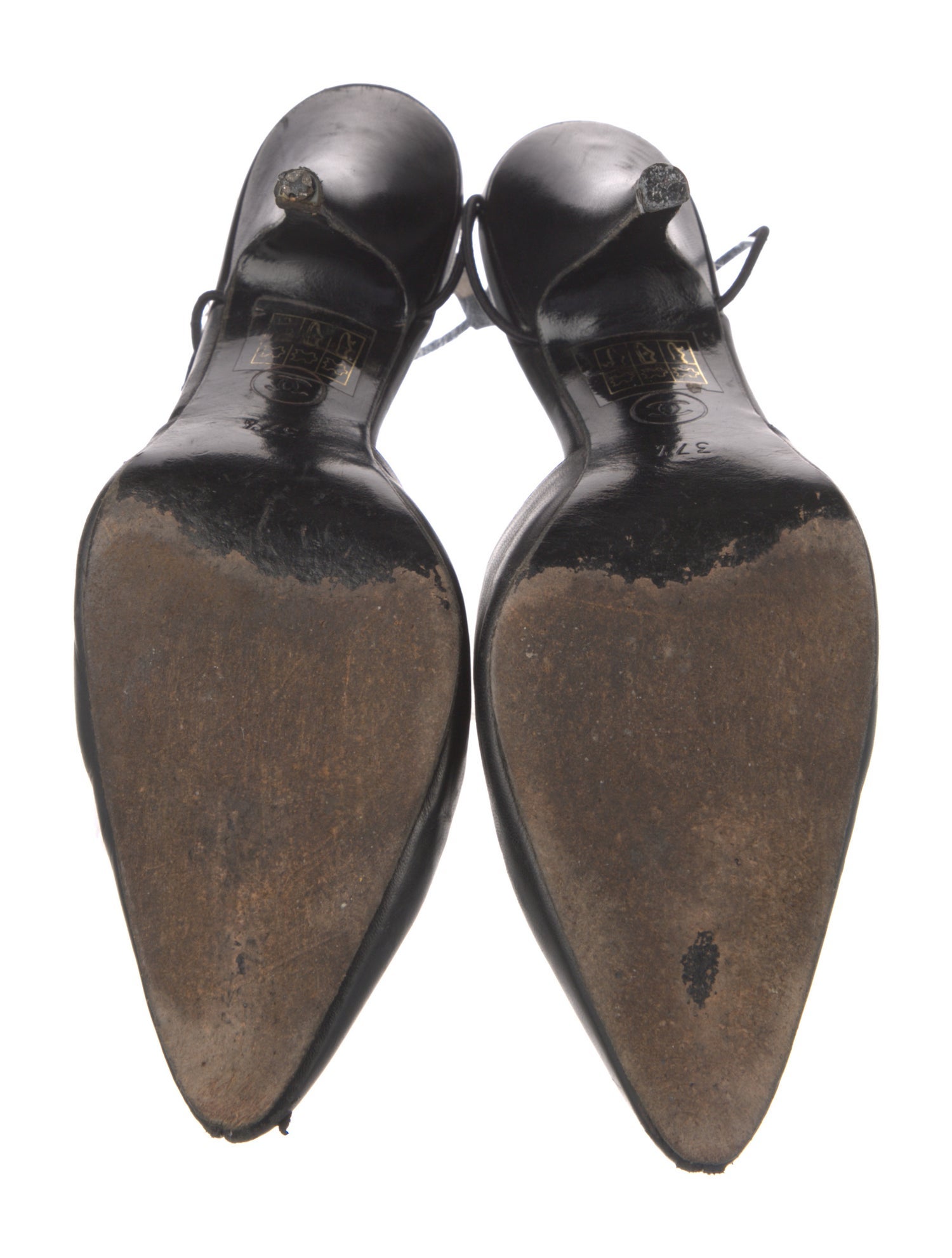 Chanel Interlocking CC Logo Leather Slingback Pumps