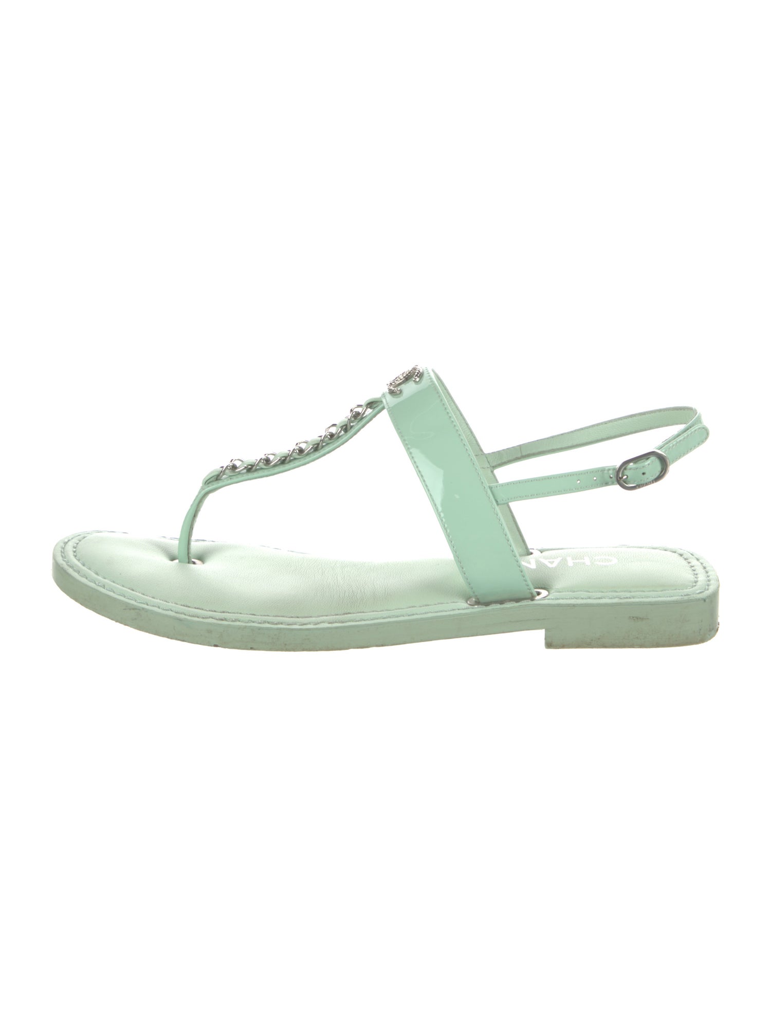 Chanel 2022 Interlocking CC Logo T-Strap Sandals
