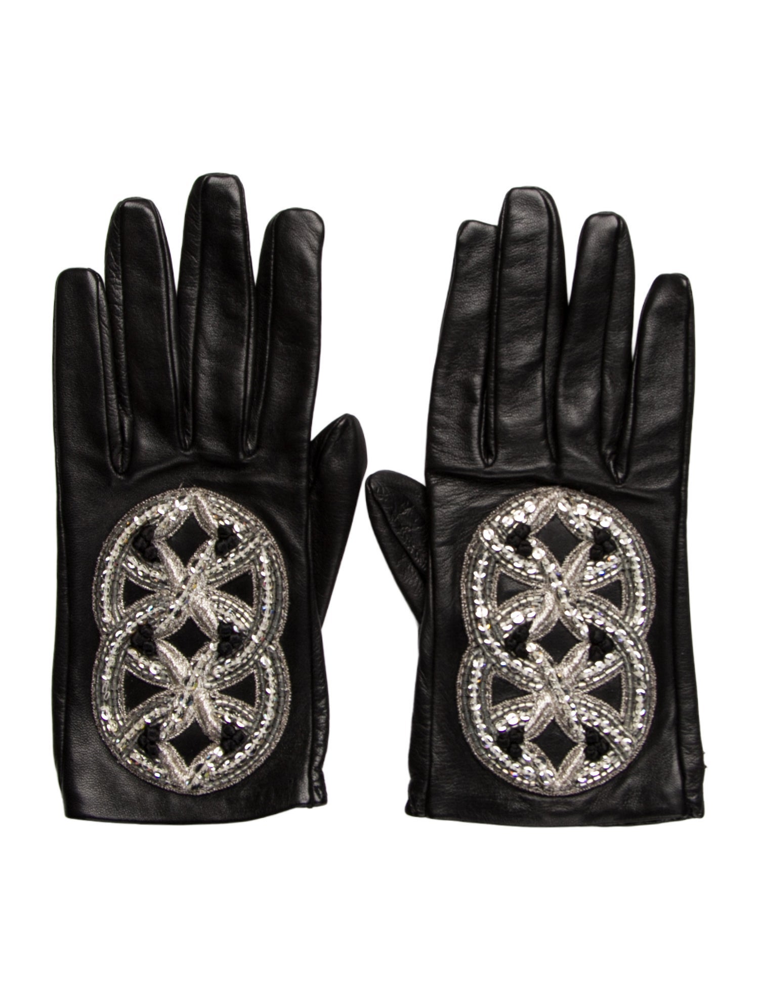 Chanel Vintage Embellished Leather Gloves