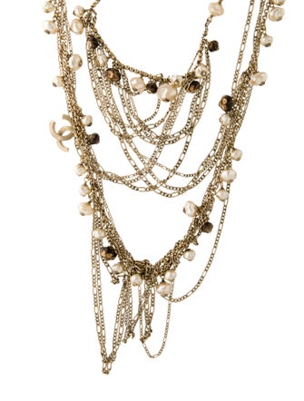 Chanel Pearl, Faux Pearl & Crystal CC Multistrand Necklace