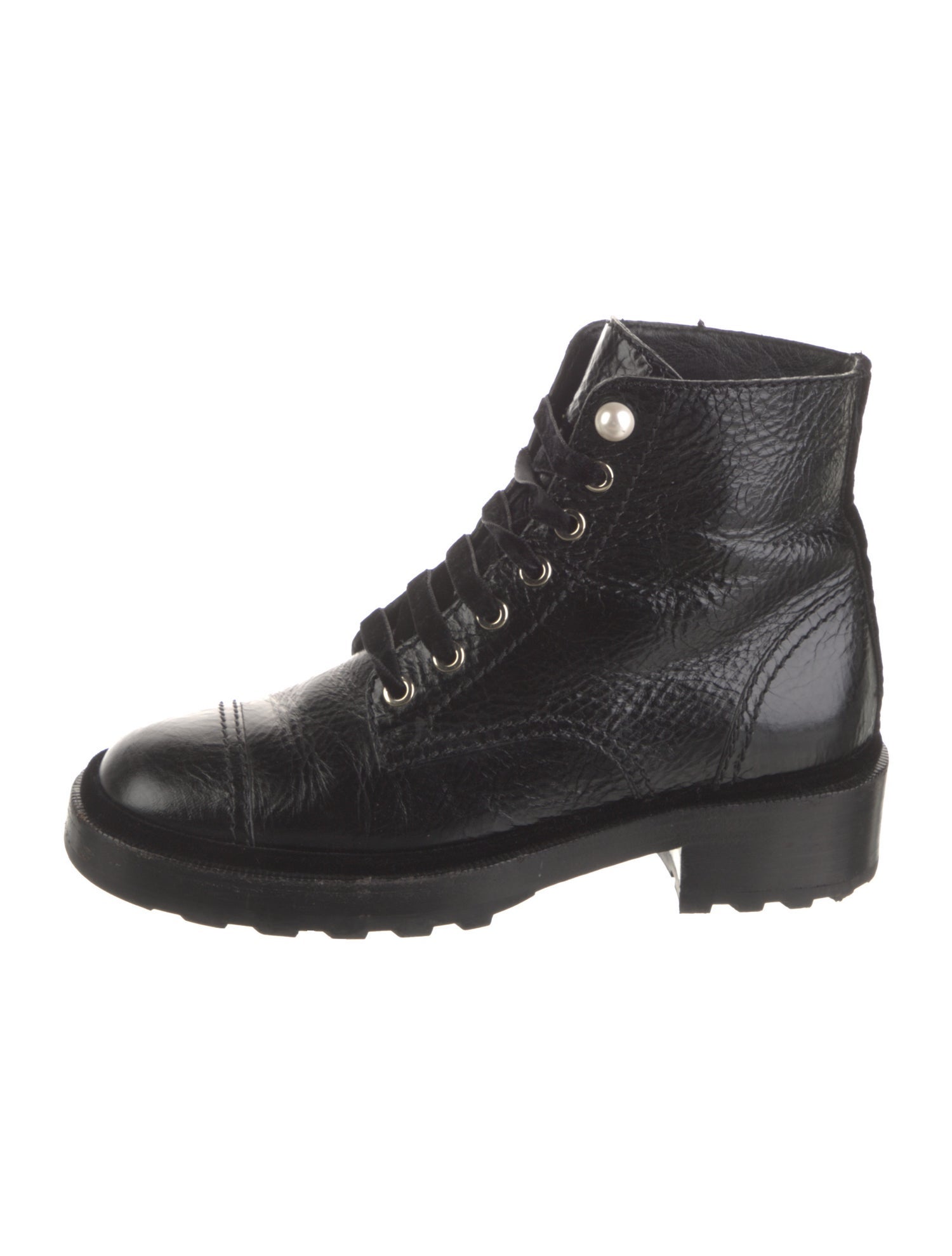 Chanel Interlocking CC Logo Leather Combat Boots