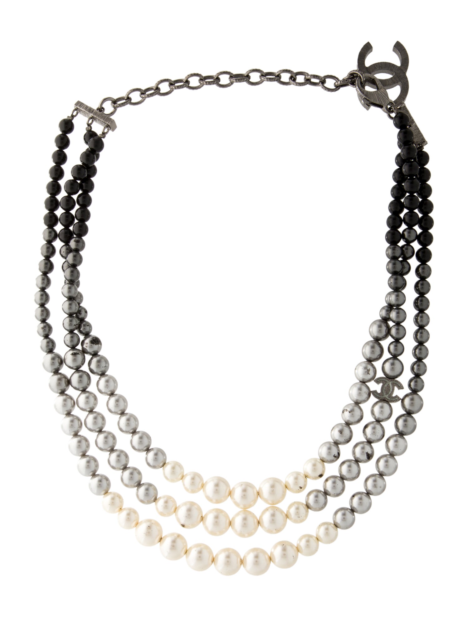 Chanel Faux Pearl Ombré Multistrand Necklace