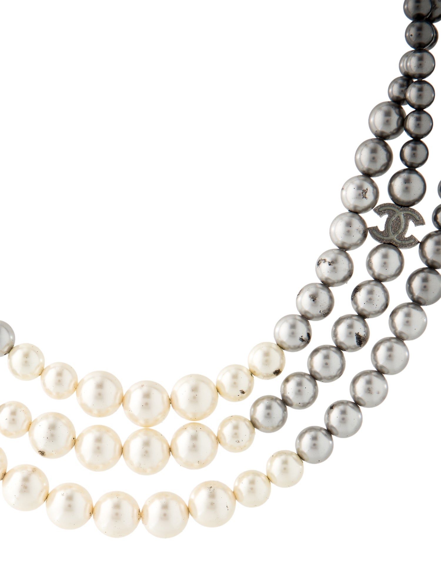 Chanel Faux Pearl Ombré Multistrand Necklace