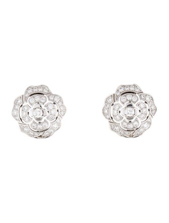 Chanel 18K Diamond Bouton de Camélia Earclip Earrings