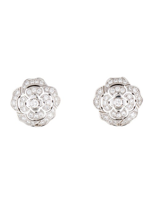 Chanel 18K Diamond Bouton de Camélia Earclip Earrings