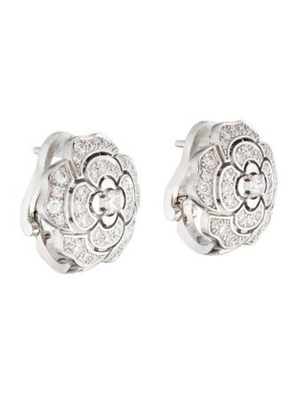 Chanel 18K Diamond Bouton de Camélia Earclip Earrings