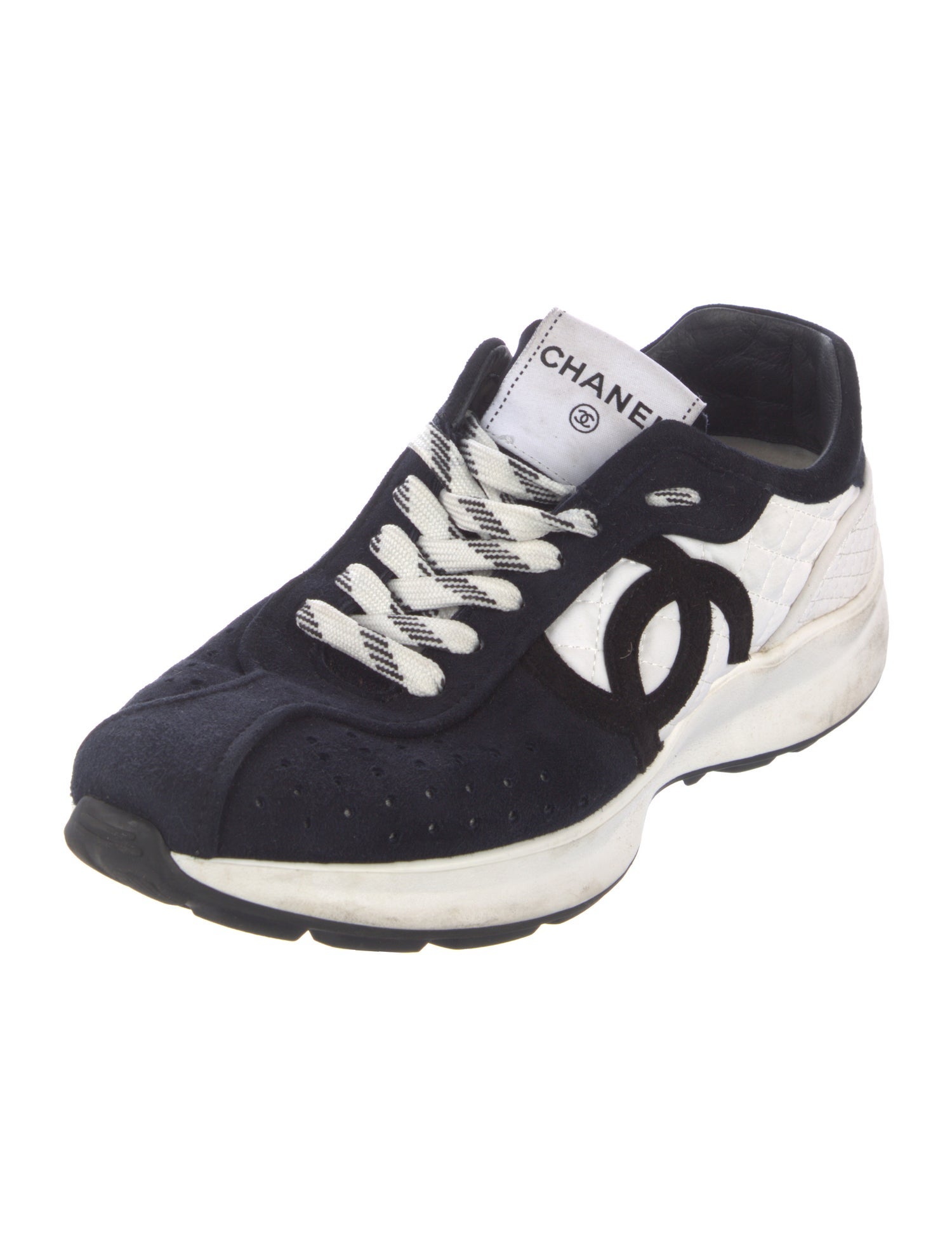Chanel Interlocking CC Logo Suede Sneakers
