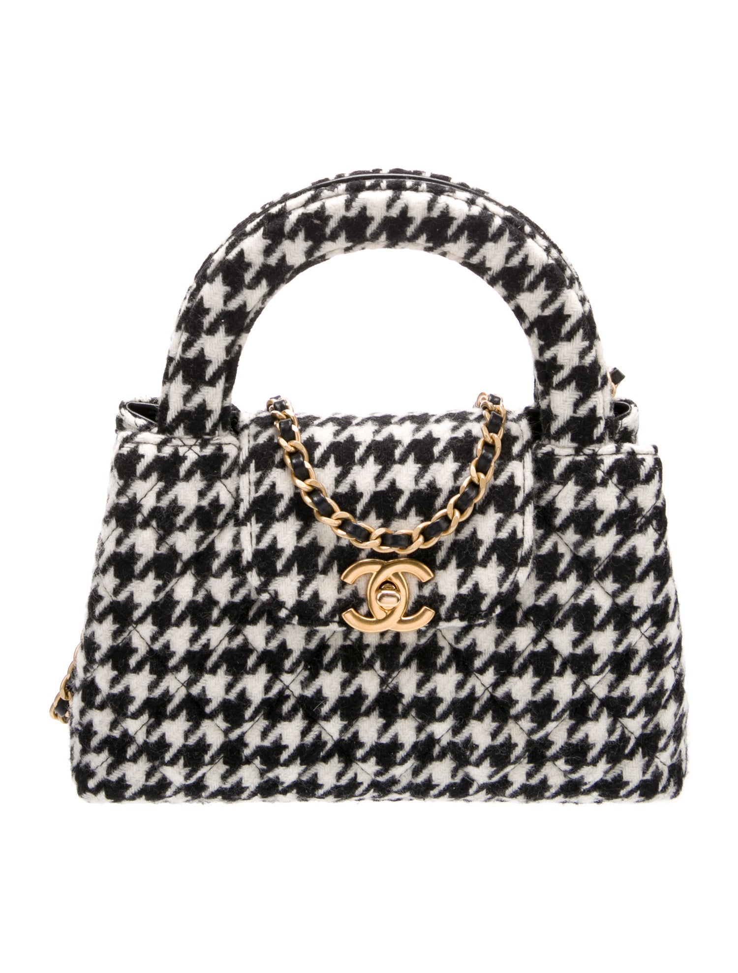 Chanel Houndstooth Nano Kelly Shopper