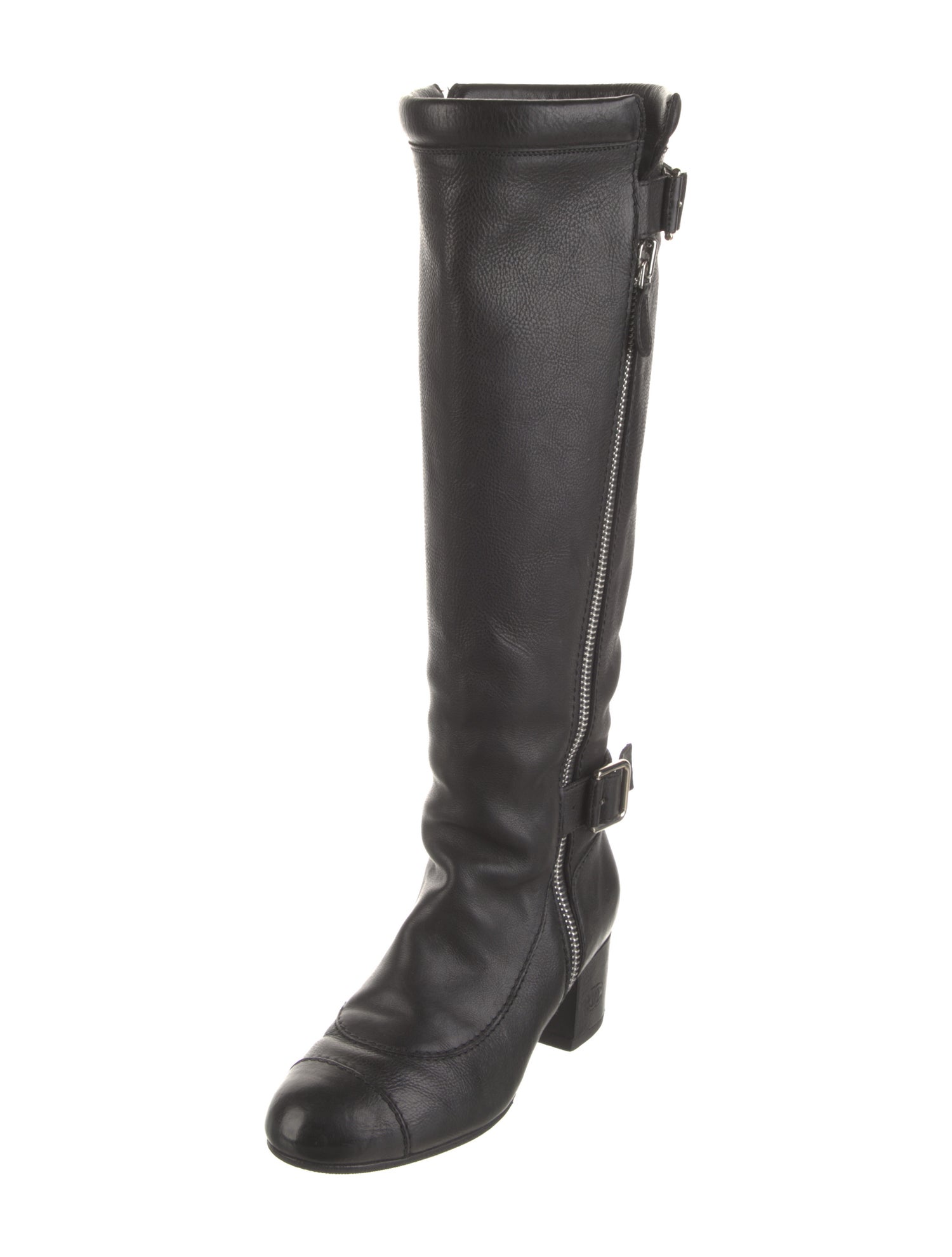 Chanel Interlocking CC Logo Leather Riding Boots