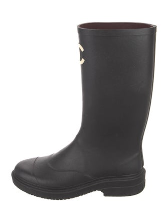 Chanel Interlocking CC Logo Rubber Rain Boots