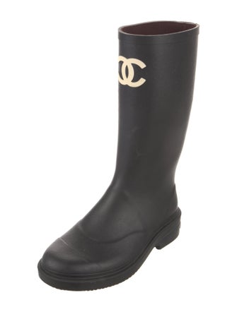 Chanel Interlocking CC Logo Rubber Rain Boots