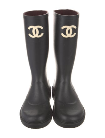 Chanel Interlocking CC Logo Rubber Rain Boots