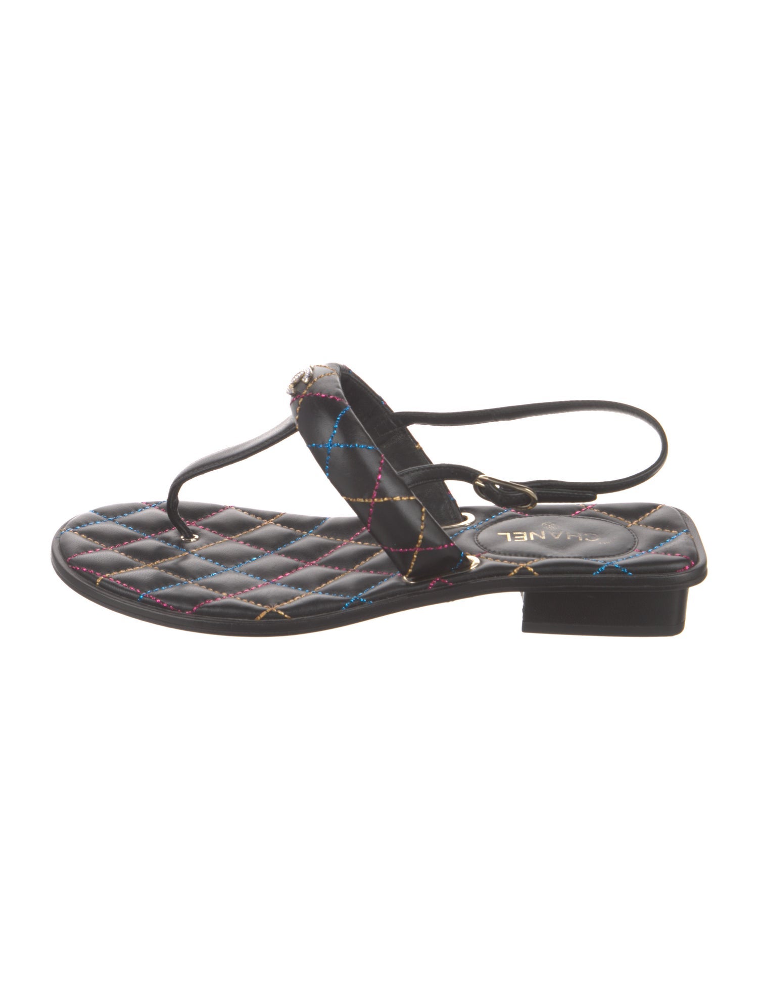 Chanel 2021 Interlocking CC Logo T-Strap Sandals