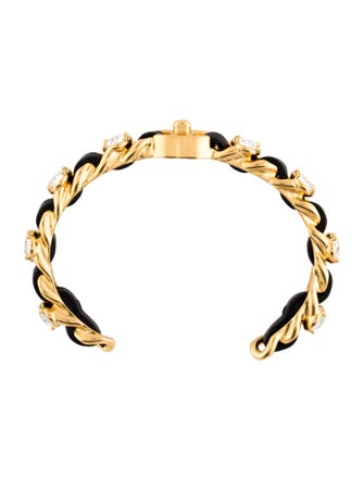 Chanel 2020 Strass & Leather CC Cuff Bracelet