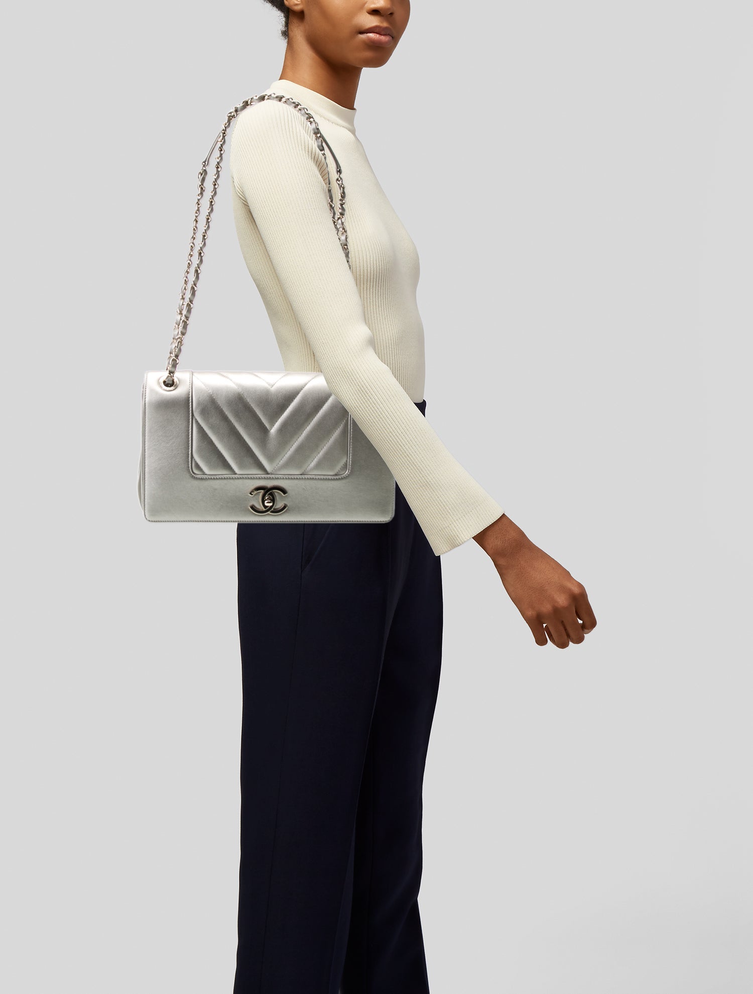 Chanel Chevron Mademoiselle Vintage Flap Bag