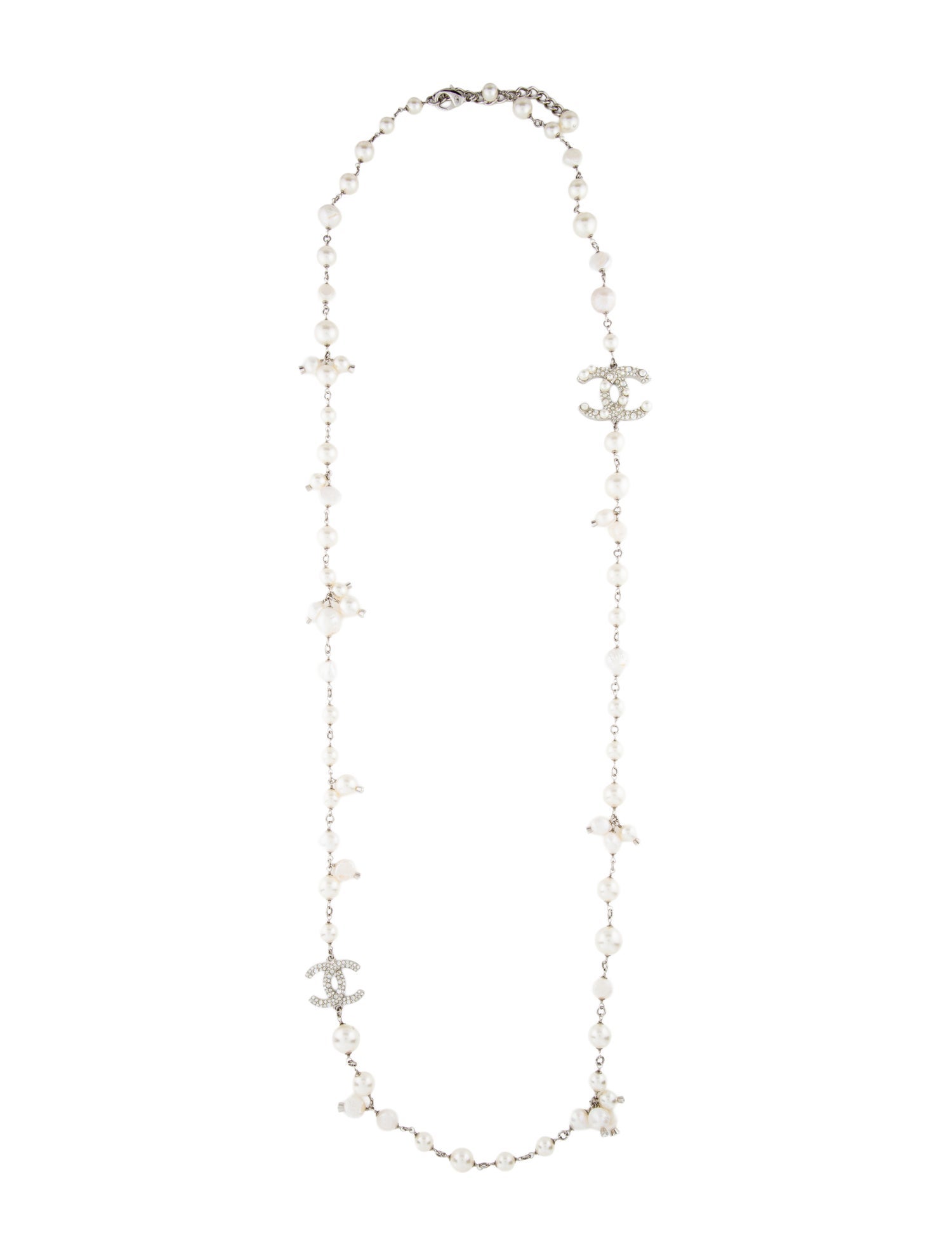 Chanel Pearl, Faux Pearl, Strass & Resin CC Long Station Necklace