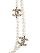 Chanel Faux Pearl CC Long Station Necklace